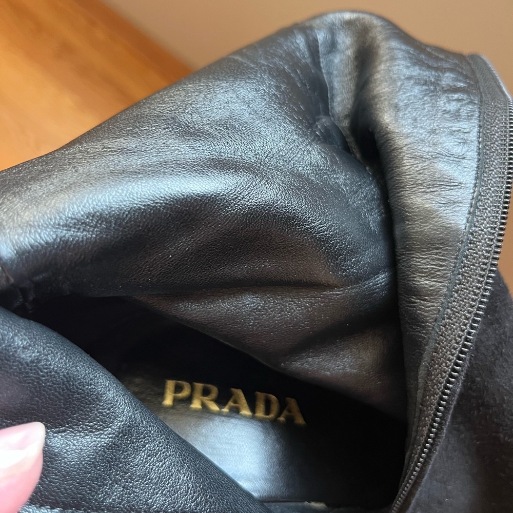 Prada Black Suede Knee-High Stiletto Boots - Picture 4 of 5